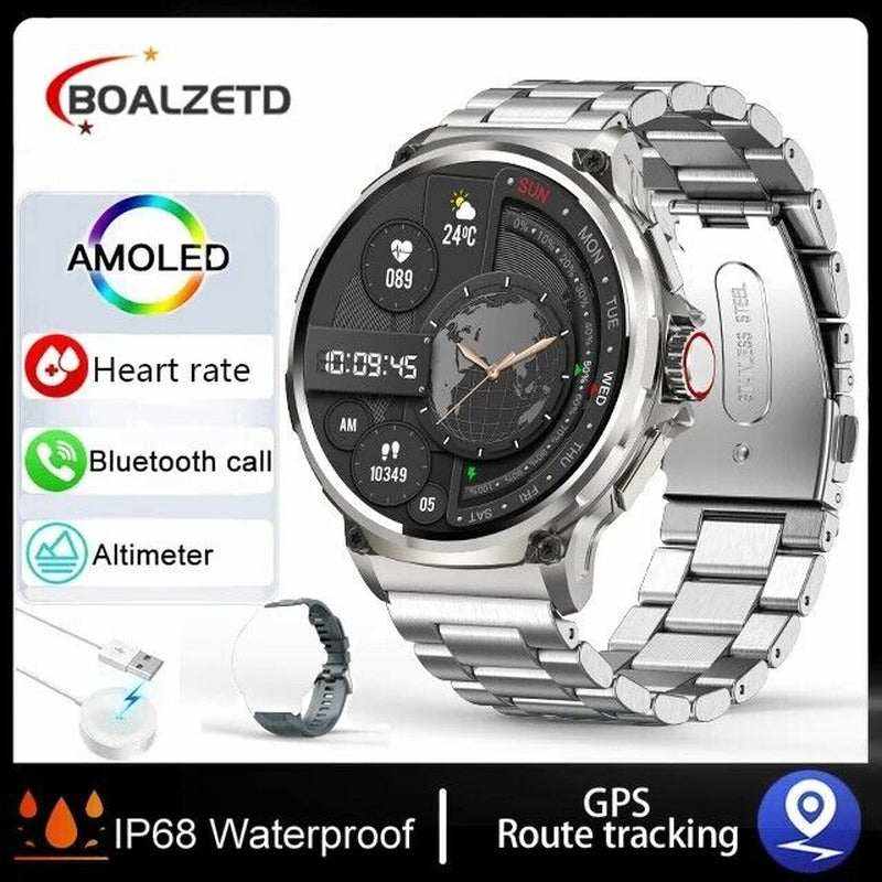 1.85-inch Ultra HD Smartwatch with GPS, Bluetooth calls, health monitoring, 710mAh battery, and waterproof design