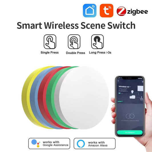 Tuya Zigbee Smart wireless scene button switch compatible with Alexa and Google Home