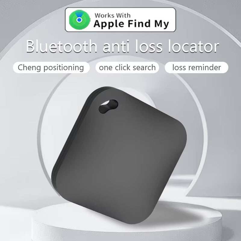 Smart Bluetooth GPS Tracker compatible with Apple Find My app, black compact locator with built-in speaker and anti-lost reminder features