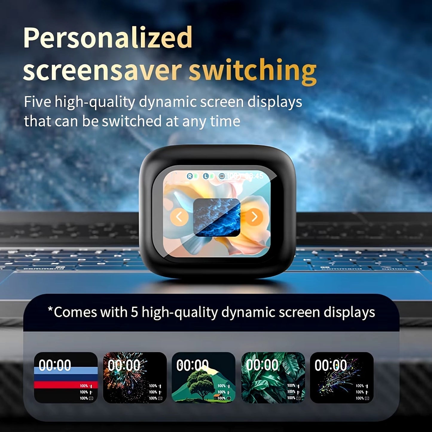 Active Noise Cancelling Earbuds with Smart Touch Screen and Charging Case Display for iPhone and Android