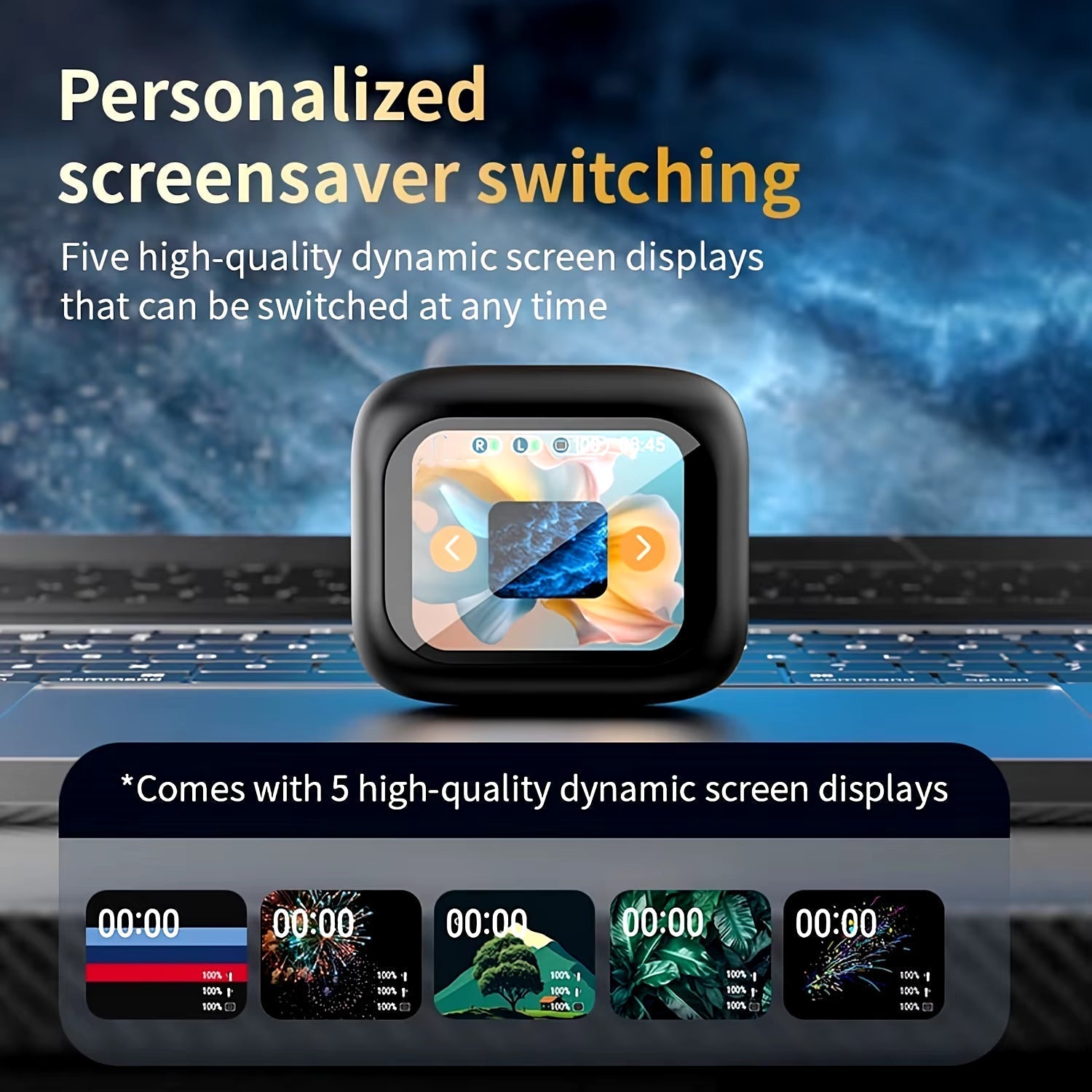 Active Noise Cancelling Earbuds with Smart Touch Screen and Charging Case Display for iPhone and Android