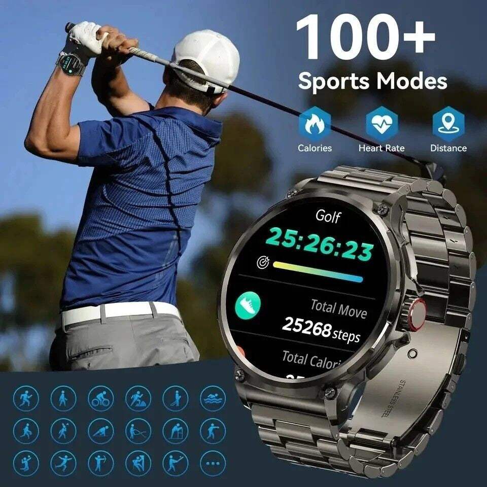 1.85-inch Ultra HD Smartwatch with GPS, Bluetooth call, health monitoring, and 710mAh battery