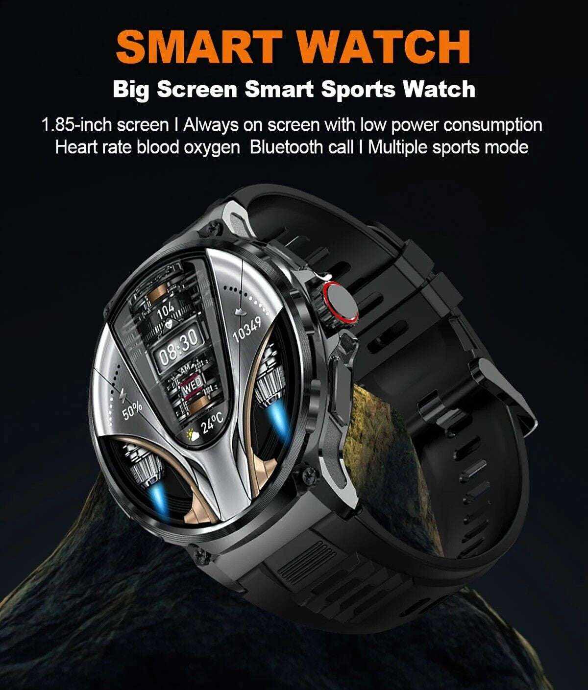 1.85-inch Ultra HD Smartwatch with GPS, Bluetooth calls, health monitoring, and long battery life