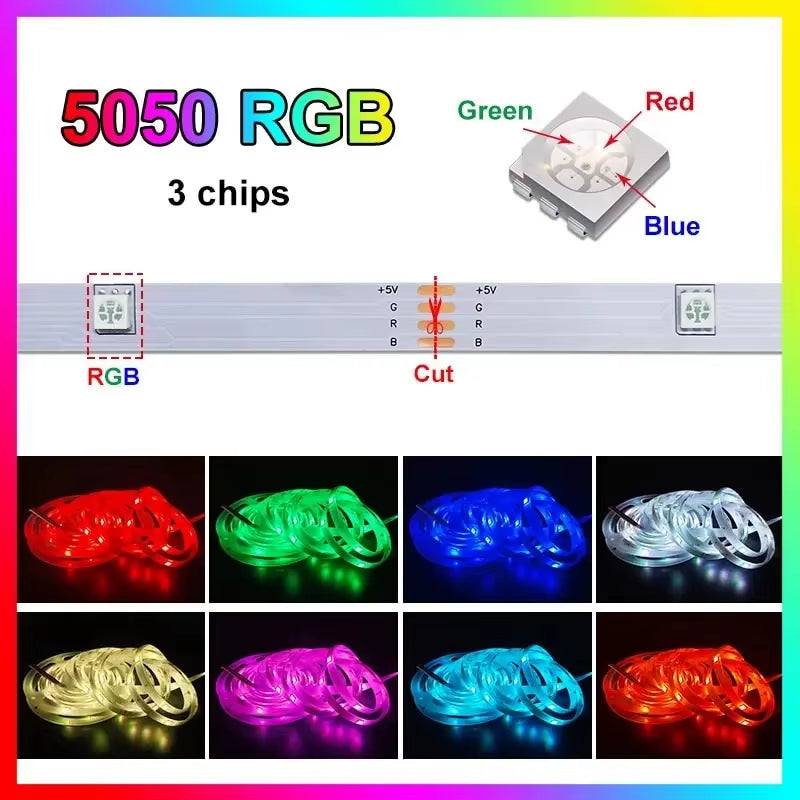 Smart LED Strip Lights 5050 RGB Bluetooth remote control flexible USB 5V ribbon lamp for room decor