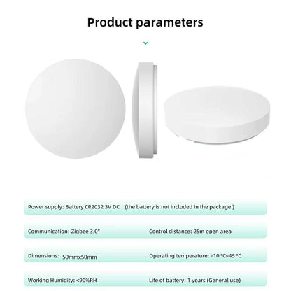 Tuya Zigbee Button Scene Switch smart home automation battery powered compact design