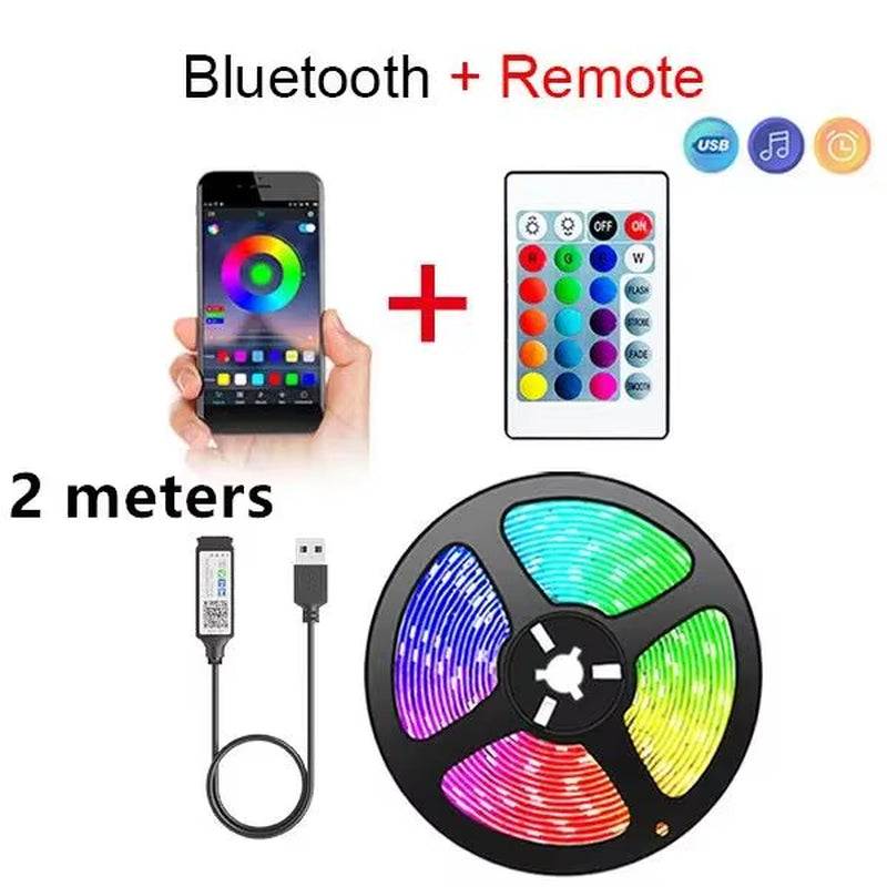 Smart LED Strip Lights 5050 RGB Bluetooth remote control flexible USB 5V tape lamp for Christmas decor