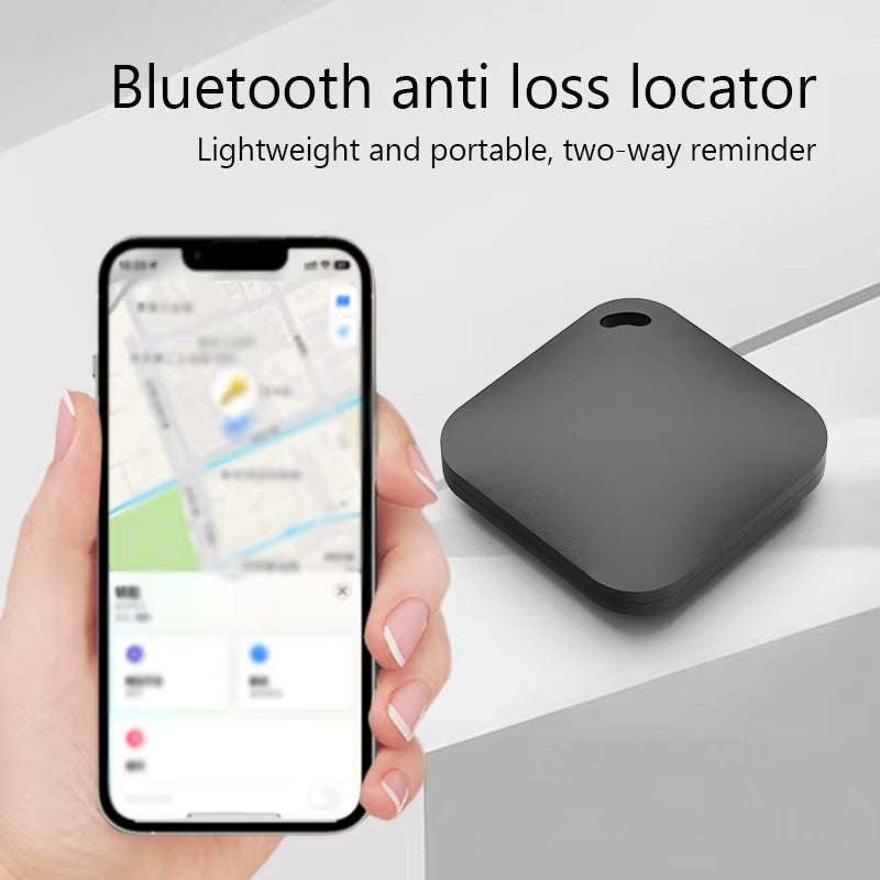 Black Smart Bluetooth GPS Tracker compatible with Apple Find My app for keys, pets, and kids location tracking