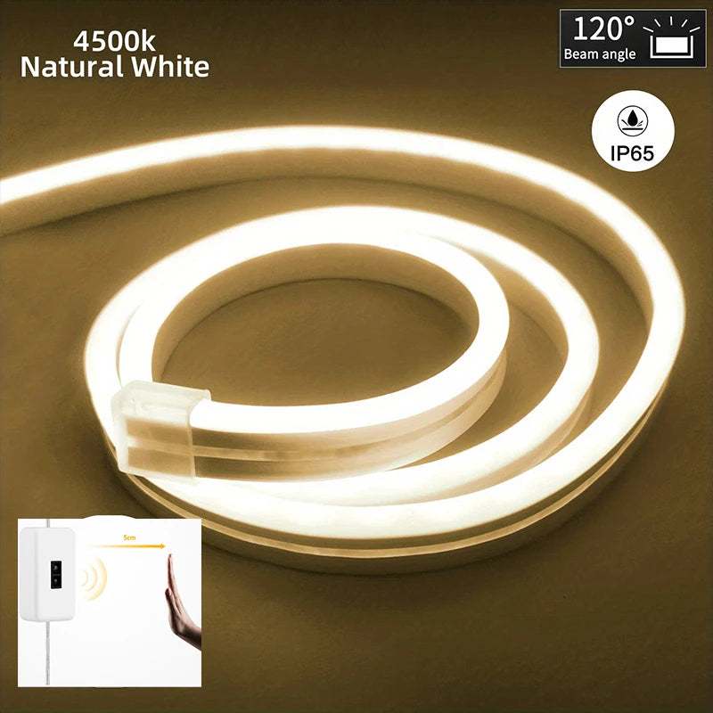 Flexible waterproof Neon LED light strip with USB 5V input and smart gesture dimmer switch
