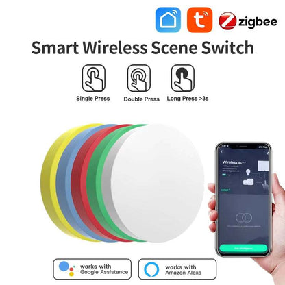 Tuya Zigbee Smart wireless scene button switch compatible with Alexa and Google Home