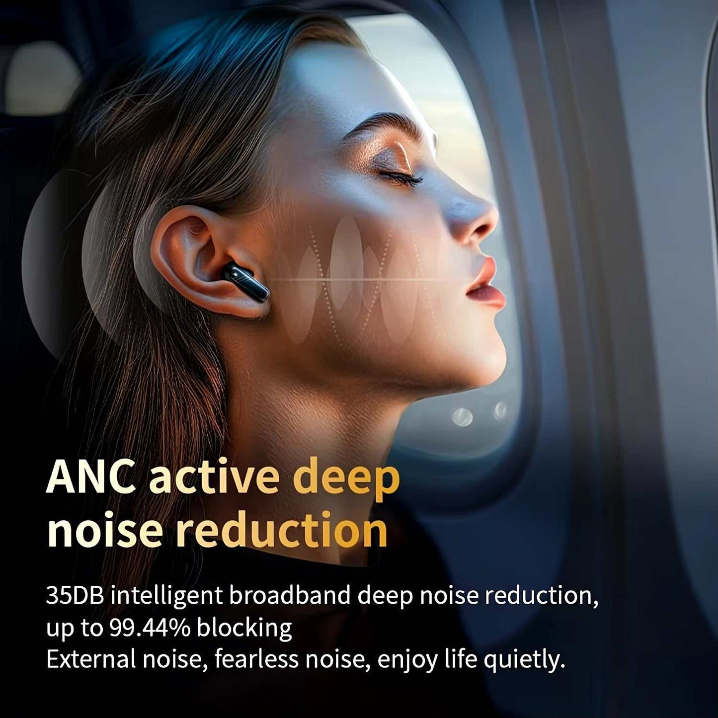 Active Noise Cancelling Earbuds with Smart Touch Screen and Charging Case for iPhone and Android