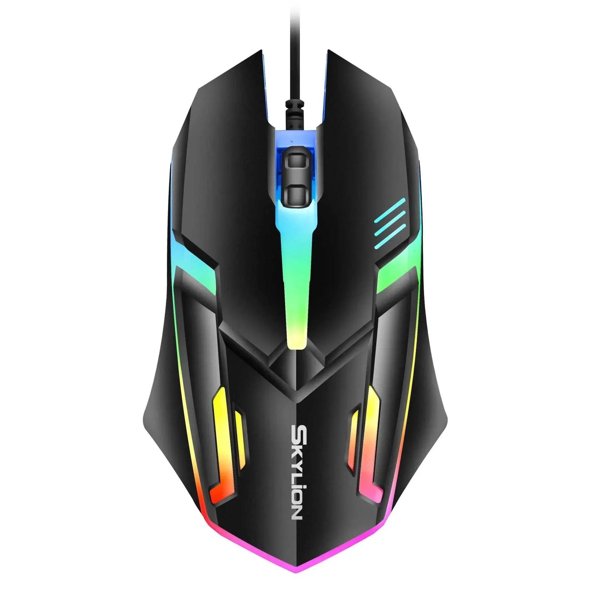 F1 Wired 3 Keys Mouse with colorful lighting, ambidextrous design, and precise opto-electronic tracking for gaming and office use.