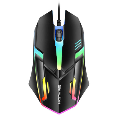 F1 Wired 3 Keys Mouse with colorful lighting, ambidextrous design, and precise opto-electronic tracking for gaming and office use.