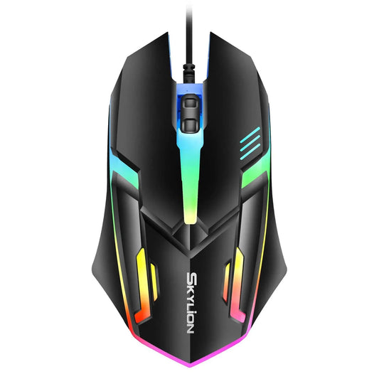 F1 Wired 3 Keys Mouse with colorful lighting, ambidextrous design, and precise opto-electronic tracking for gaming and office use.