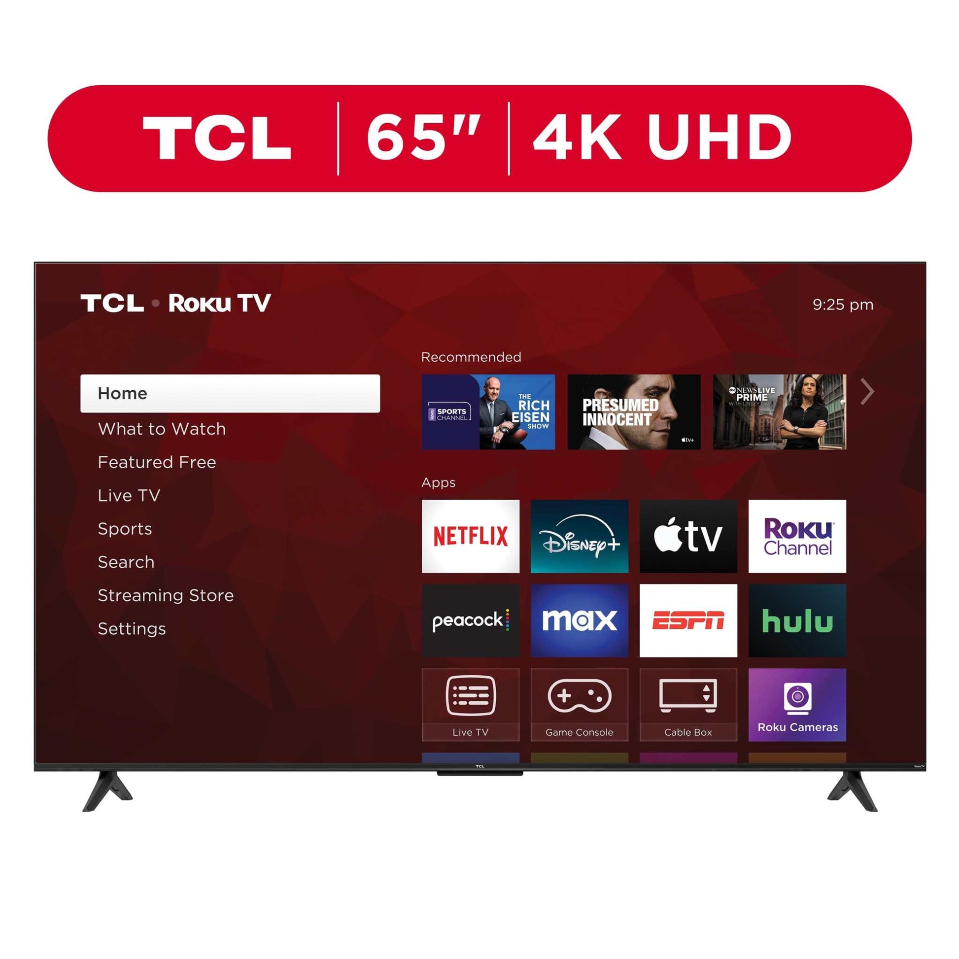 65" Class S4 TCL 4K UHD HDR Smart TV with Roku and streaming capabilities