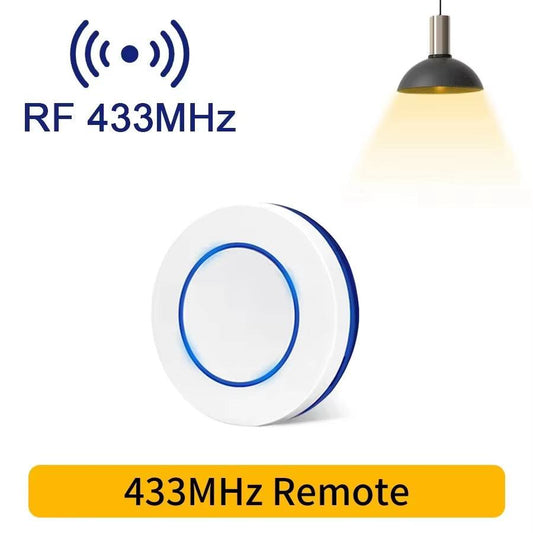 RF 433Mhz wireless remote control light switch with 10A relay receiver and mini round button wall panel for LED lamp