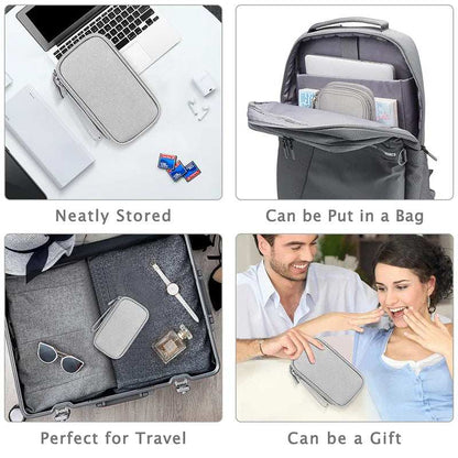 Waterproof data cable storage bag with double layers for travel organizer and portable carry case