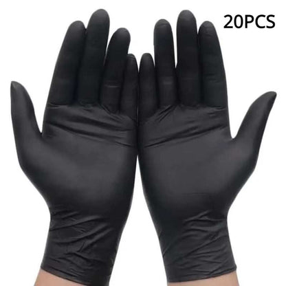Disposable black nitrile gloves, latex-free, waterproof, durable for kitchen and beauty salon use