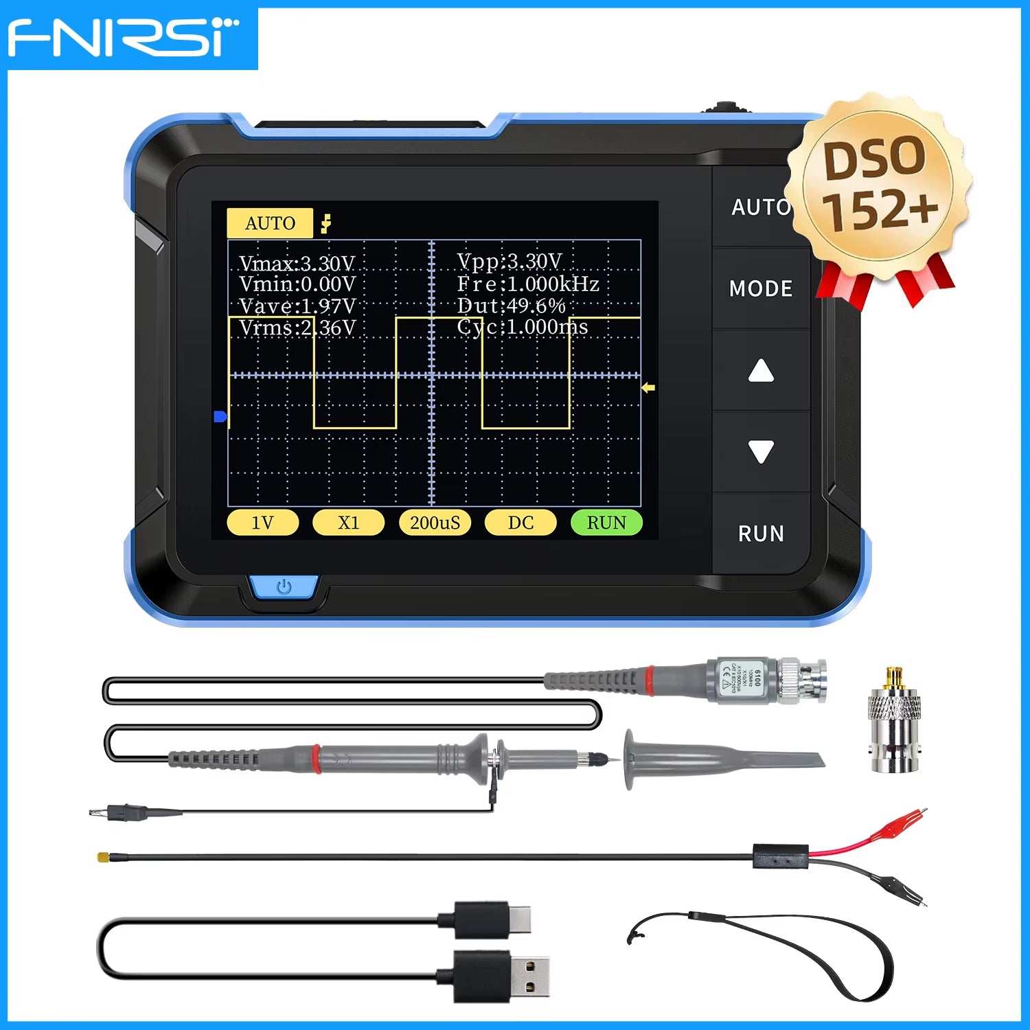 Compact DSO510 handheld digital oscilloscope with 2.8-inch display for portable signal testing and electronics repair