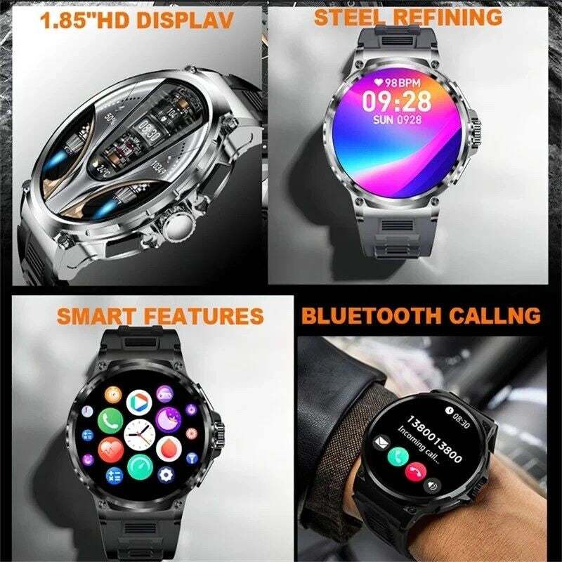 1.85-inch Ultra HD Smartwatch with GPS, Bluetooth calling, health monitoring, and fitness tracking features