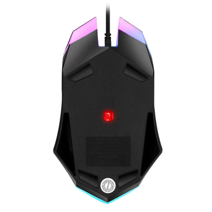 F1 Wired 3 Keys Mouse with colorful lighting, ambidextrous design, and precise opto-electronic tracking for gaming and office use