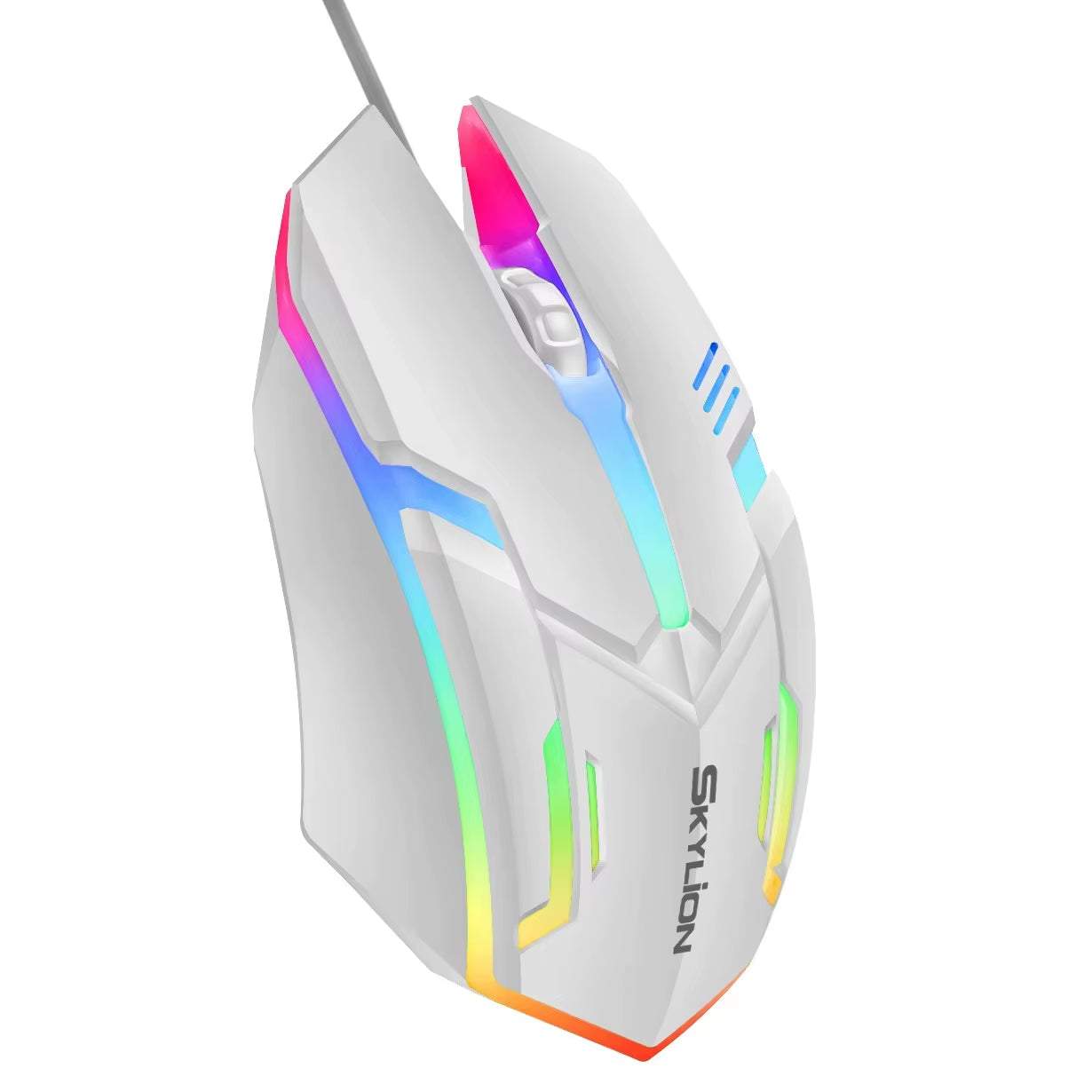 F1 Wired 3 Keys Mouse with colorful lighting, ambidextrous design, and opto-electronic tracking for gaming and office use