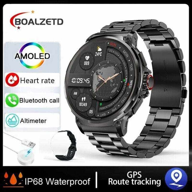 1.85-inch Ultra HD Smartwatch with GPS, Bluetooth call, health monitoring, 710mAh battery, waterproof, sports fitness tracker for men.